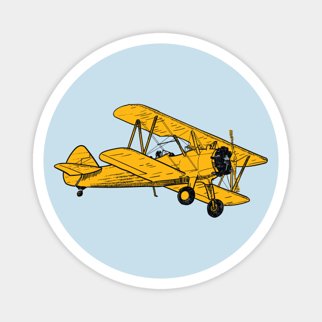 Orange biplane Magnet by StefanAlfonso